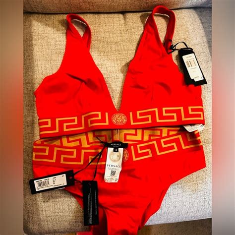 Versace Triangle Bikini Top & Medusa Bikini Bottom